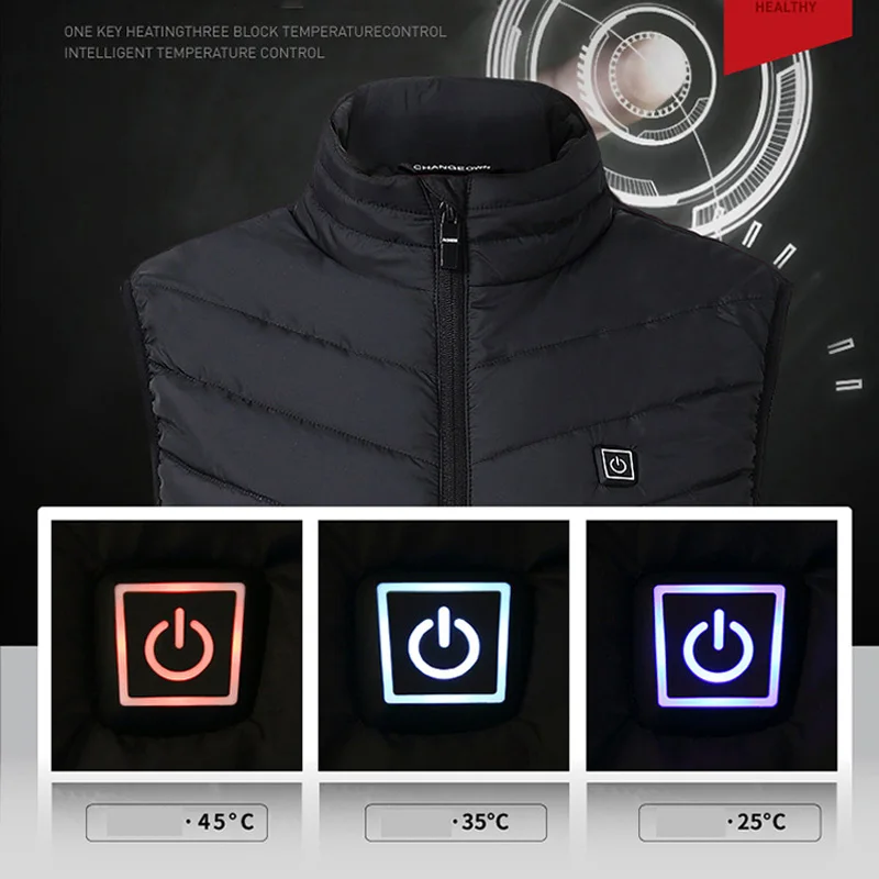 USB Infrared 4/8/9 Single Heating Areas Jacket Men Winter Electric Heated Vest Waistcoat For Sports Hiking Oversized