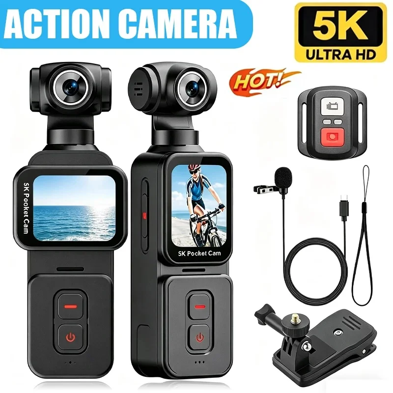 5K HD Handheld Pocket Gimbal Camera Touch Screen Anti Shake Vlog Cam Outdoor Cycling Sport Action Camcorder