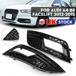 2pcs Front Fog Light Cover Honeycomb Mesh Sport Style Front Bumper Grille For Audi A4 B8 Facelift 2012 2013 2014 2015 Body Kit