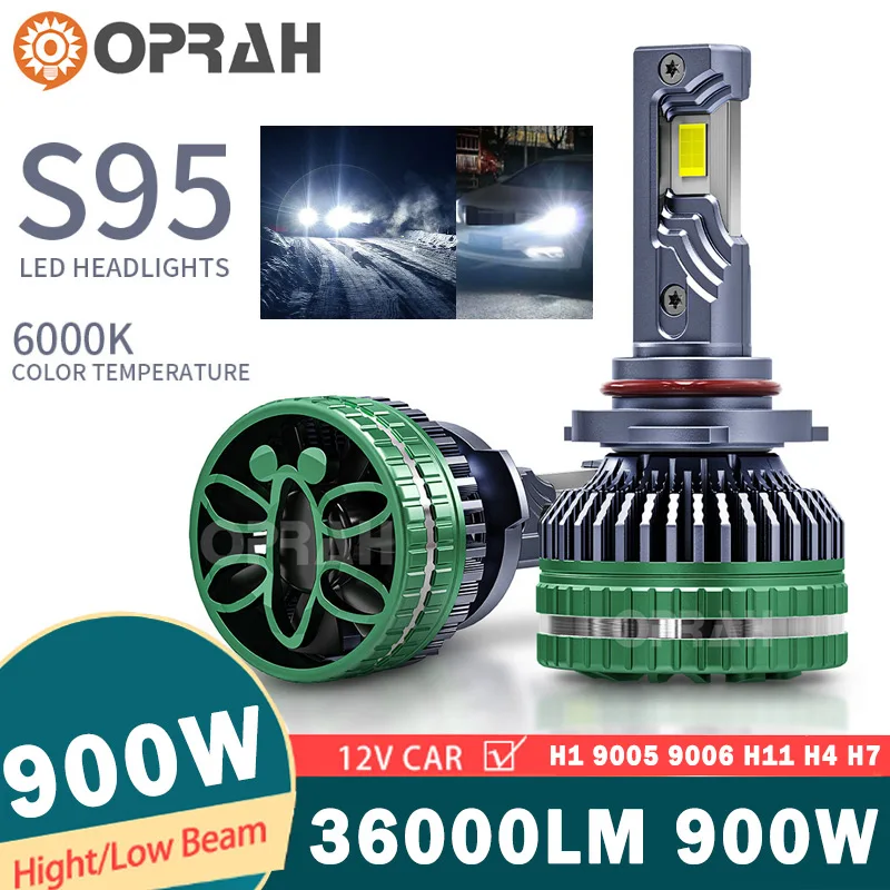 

H4 LED Headlight 36000LM 900W High Power LED H7 H4 H8 H9 H11 H1 9005 9006 6000K 3570LED White Canbus No Error Bulbs Fog Lights