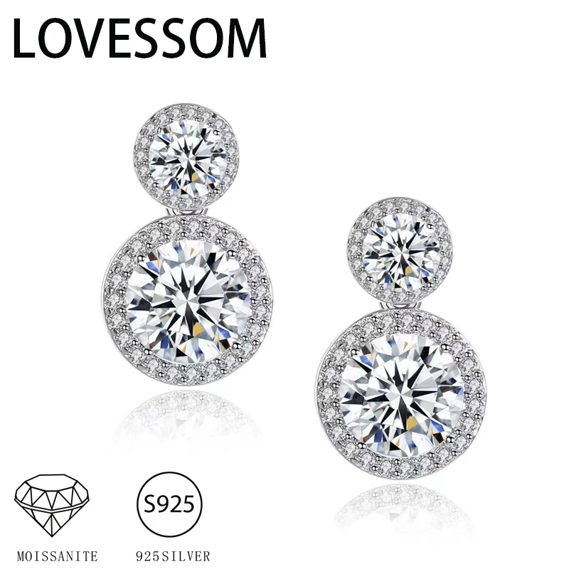 

925 пробы серебряные серьги с муассанитом 5 карат, модные, модные, высококачественный дизайн, искусственная кожа, роскошь, нишевые женские