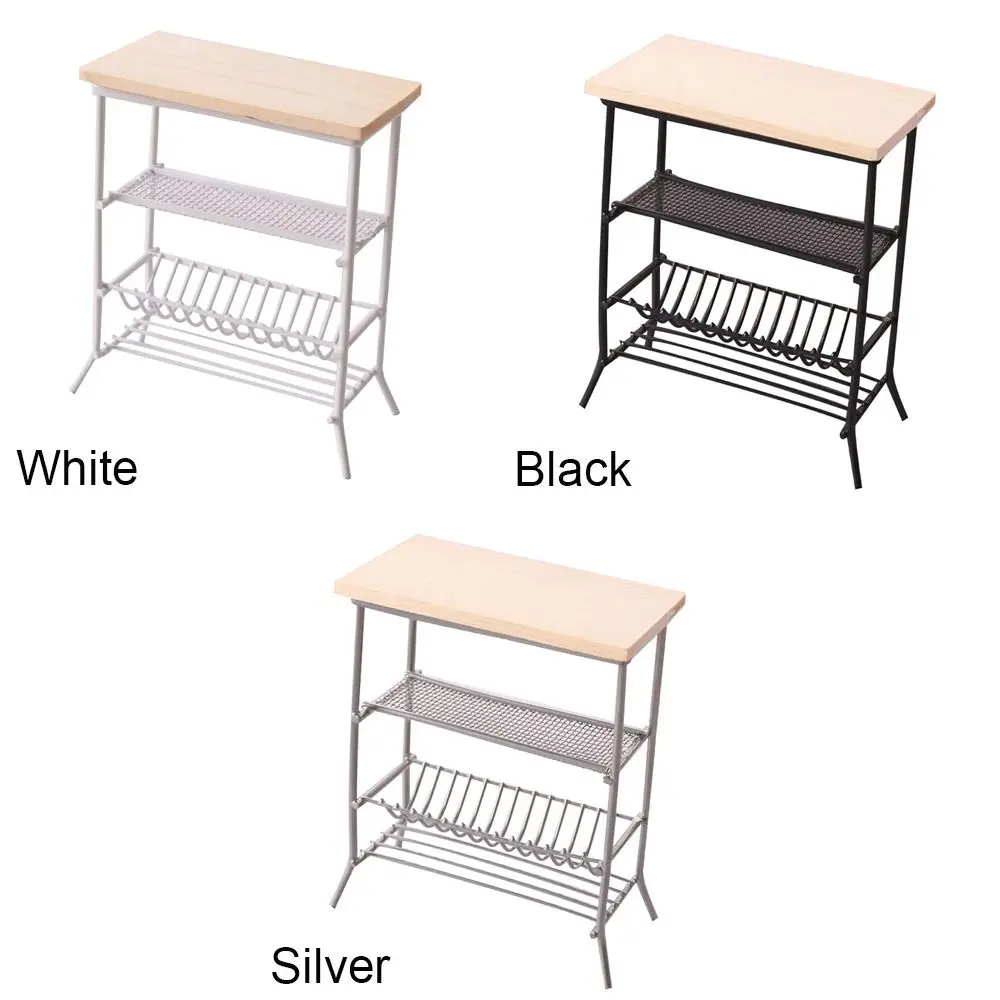 ドールハウス、ディスプレイラック、ミニチュア家具、木材、金属、スタンドシーン、キッチンシーン用の錬鉄製本棚