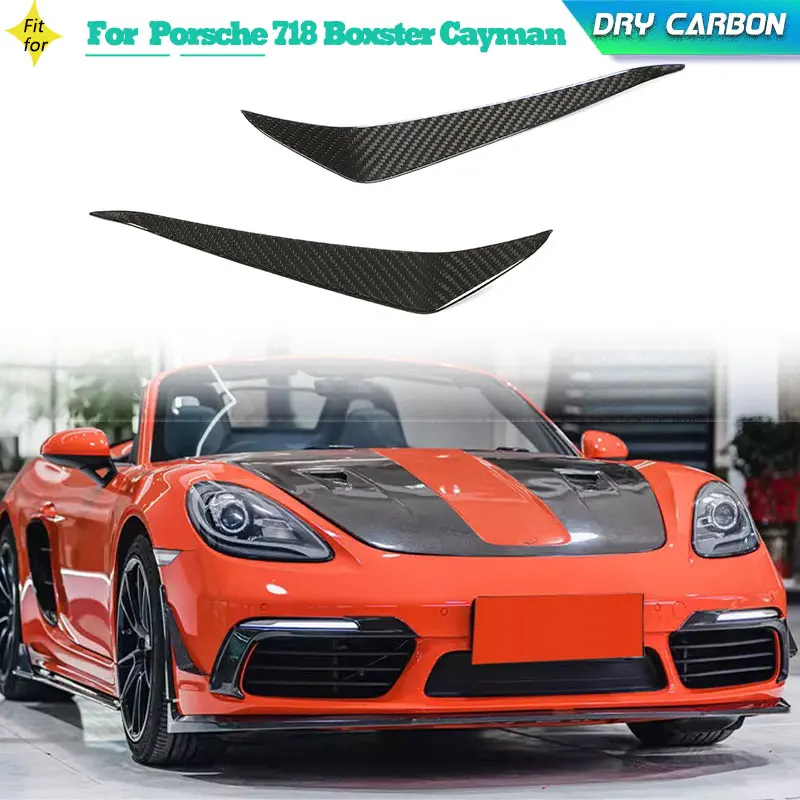 Prepreg Dry Carbon Car Front Bumper Canards for Porsche 718 Boxster Cayman 982 2016-2021 Racing Front Canards Fins Body Kits