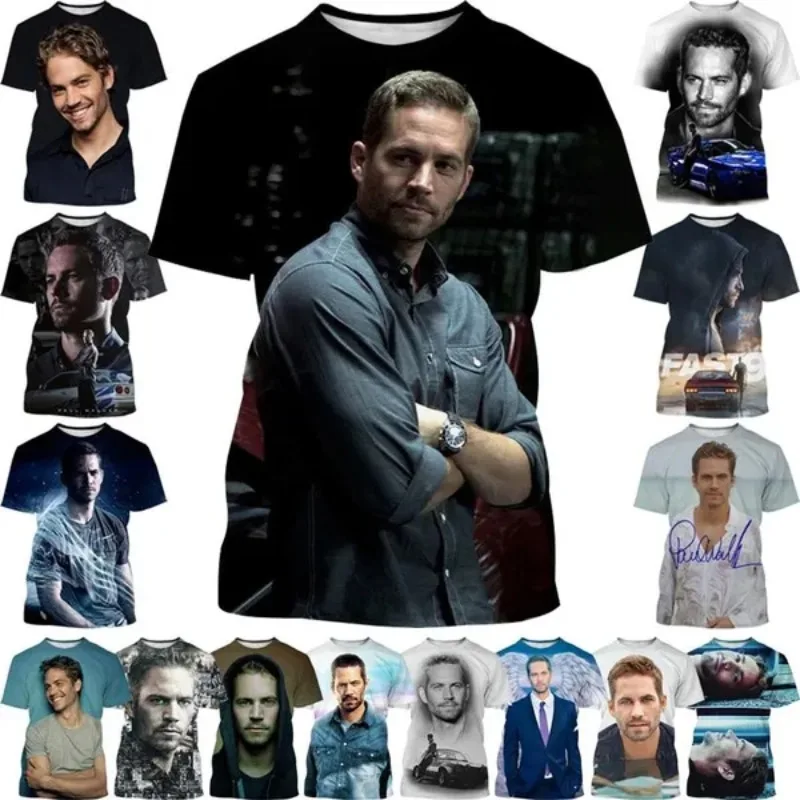 Paul Walker 3D printed T-shirt Fast Furious Round Neck Short-sleeved Movie Star Actor Fashion Neutral Cosplay Men\'s Clothing