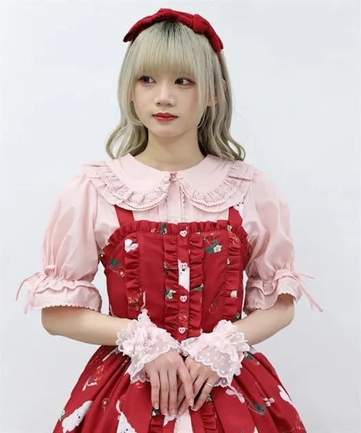 Robe japonaise élégante rétro polyvalente Lolita, sans manches, taille haute, à lacets, imprimé nœud, simple boutonnage, robe mi-longue JSK pour femmes