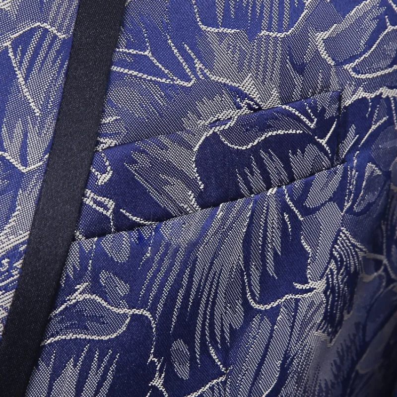 بدلة رجالية مكونة من قطعتين مطبوعة على الموضة، مقاسات آسيوية (سترة + ربطة عنق + بنطلون) اختيار مثالي لحفلات الزفاف والولائم #5