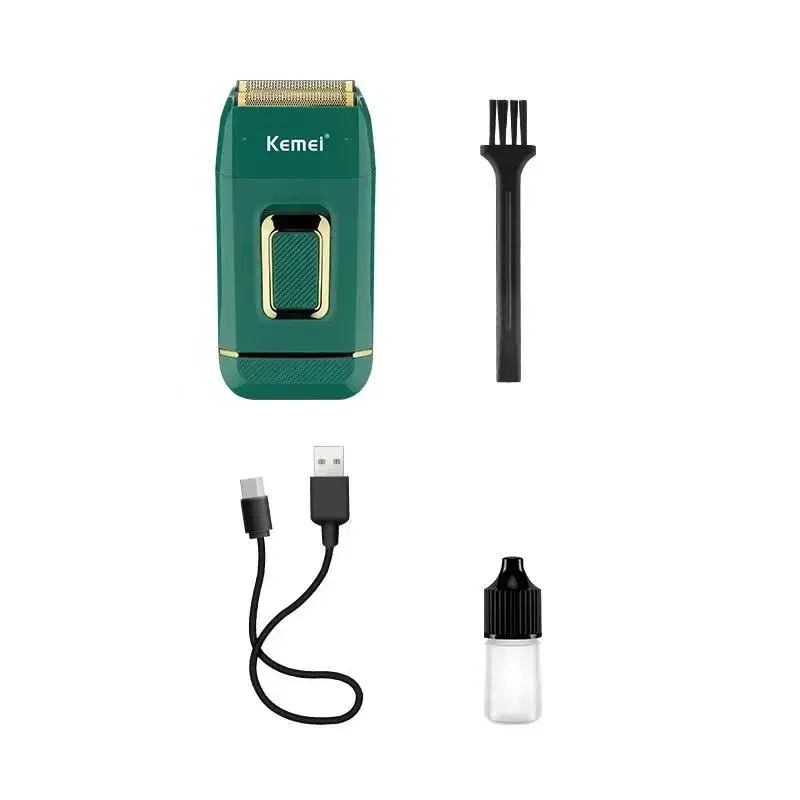 Kemei KM-2031 스테인레스 스틸 더블 메쉬 세척 가능, USB 충전, 스마트 안티 핀치 전기 면도기