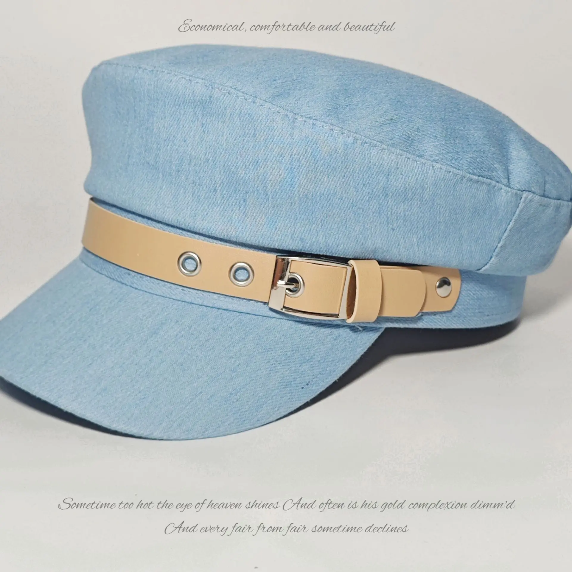 

Fashion Adults Sports Cap Spring Trucker Autumn Brand Belt Buckle Flat Top Hat Women Winter Retro Navy Curved Brim Baseball 8M28