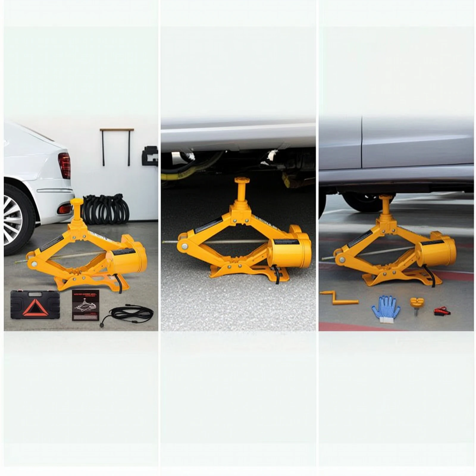 Electric Scissor Jack Heavy Duty Car Jack Kit with Carry Case Vehicle Lift Automatic Sturdy for Drivers, Roadside Emergencies