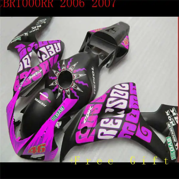 

100% фиолетовый черный новый оранжевый для CBR1000RR 2006-2007 CBR 1000 1000RR CBR1000 RR красный черный 06 07 2006 2007 комплект обтекателей ST66