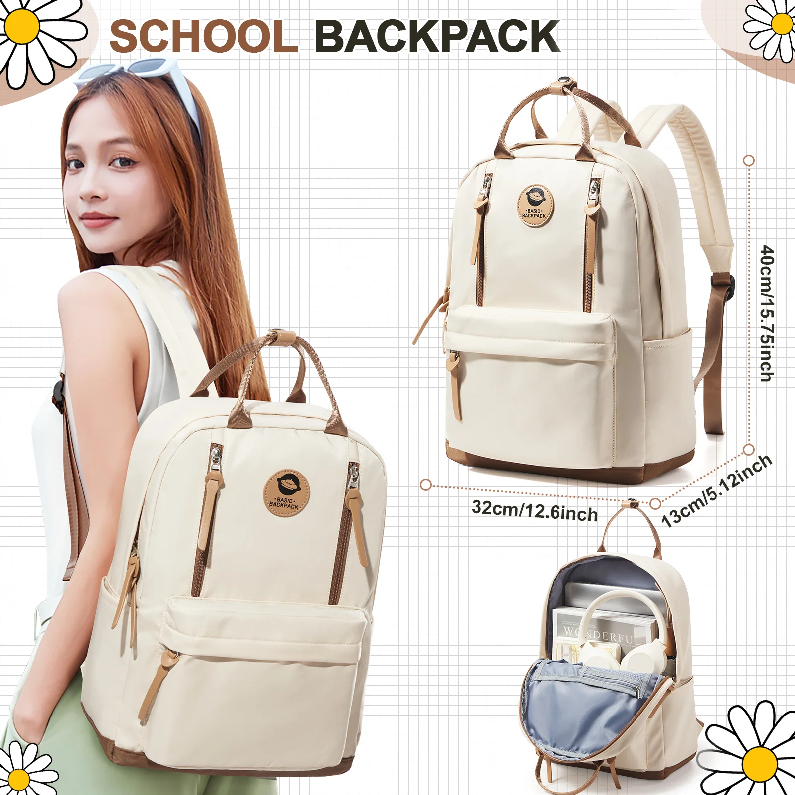 Modern Simple Backpack for Women Work Large Capacity Shoulder Bags College Girl Travel Backpack Youth Waterproof School Backpack