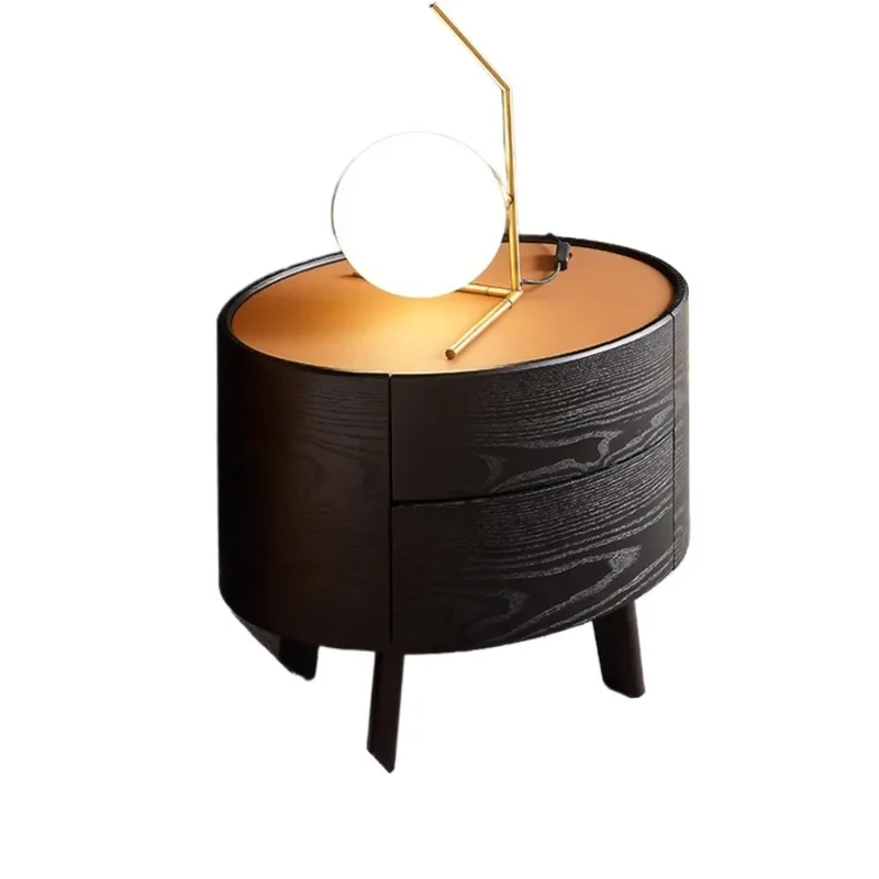 

Black bedside table, orange living room side few storage oval locker