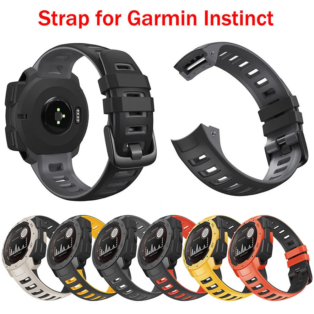 Silicone Strap For Garmin Instinct Double Color Wristband With Black Color Buckle For Garmin Tide/Esports/Solar/Tactical