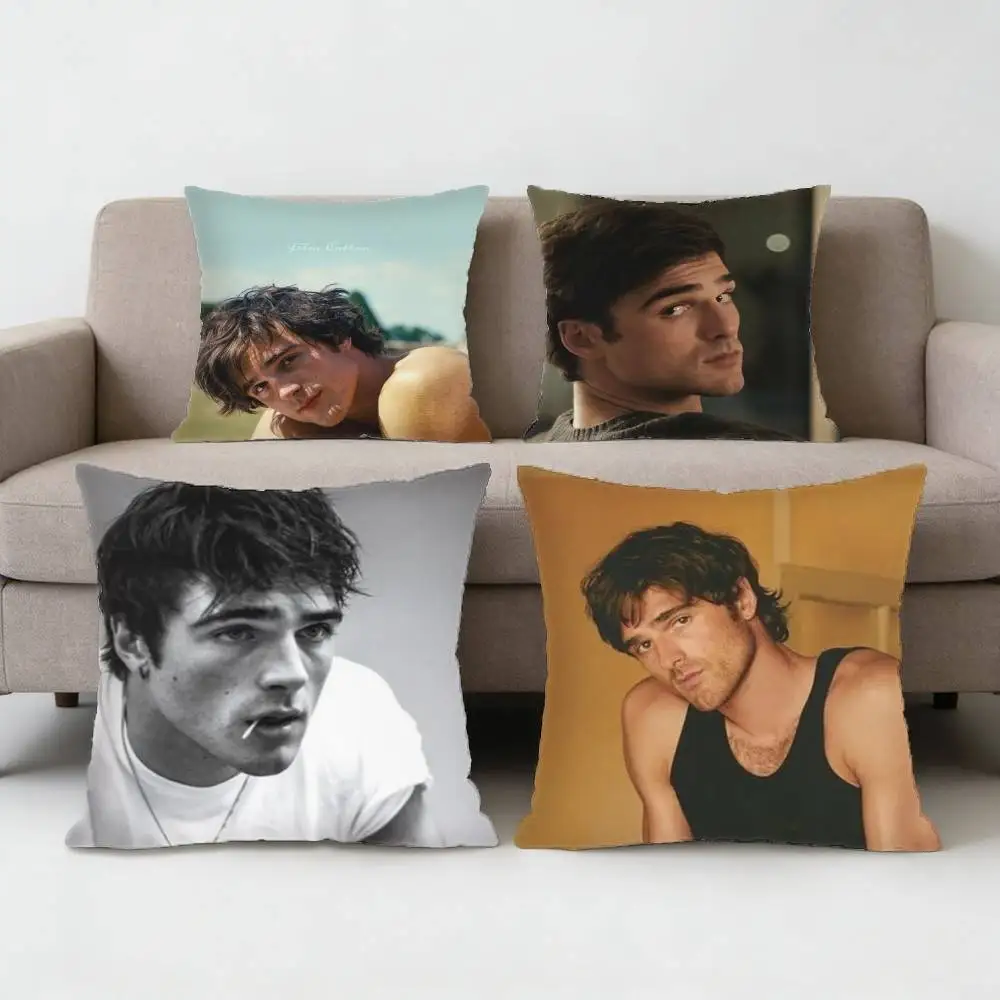 

J-Jacob Elordi Saltburn Pillow Case Anti-dustmite Pillowcase Invisible zipper silky short plush Sofa cushion cover