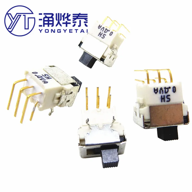 YYT 2PCS ES-5S-HR-H sliding toggle switch 2-speed switch bent foot 6PIN handle height 3mm