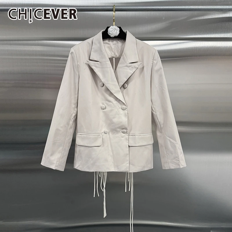 

CHICEVER однотонная куртка с открытой спиной, женская свободная куртка с лацканами и длинными рукавами, роскошные темпераментные женские куртки, осенний модный стиль