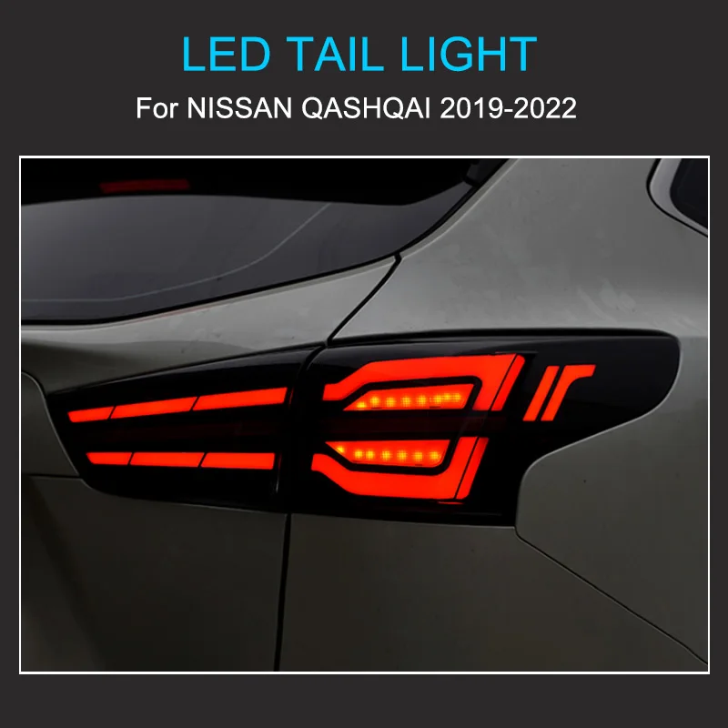 1 Pair LED Tail Lights Assembly for Qashqai 2016-2022 Taillights Plug and Play LED Running Dynamic Turning Rear Tail Lamps