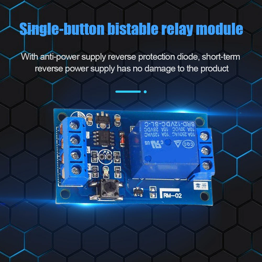 5V/12V Single Button Relay Module One Key Car Modification Start-Stop Microcontroller Control for Household Lighting Fixtures