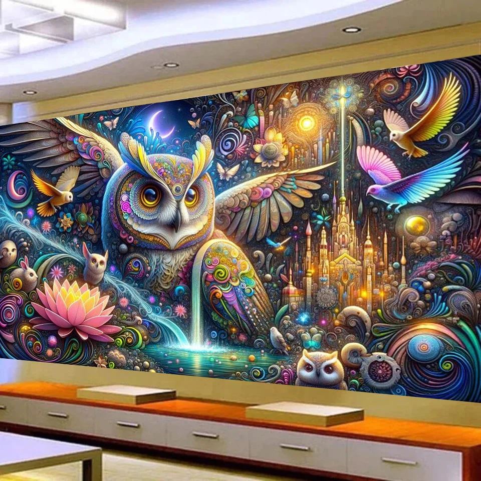 

Surreal Landscape,the Cute Owl Birds Diy 5D Diamond Painting New Large Size Mosaic Diamond Embroidery Cross Stitch Kits for Home