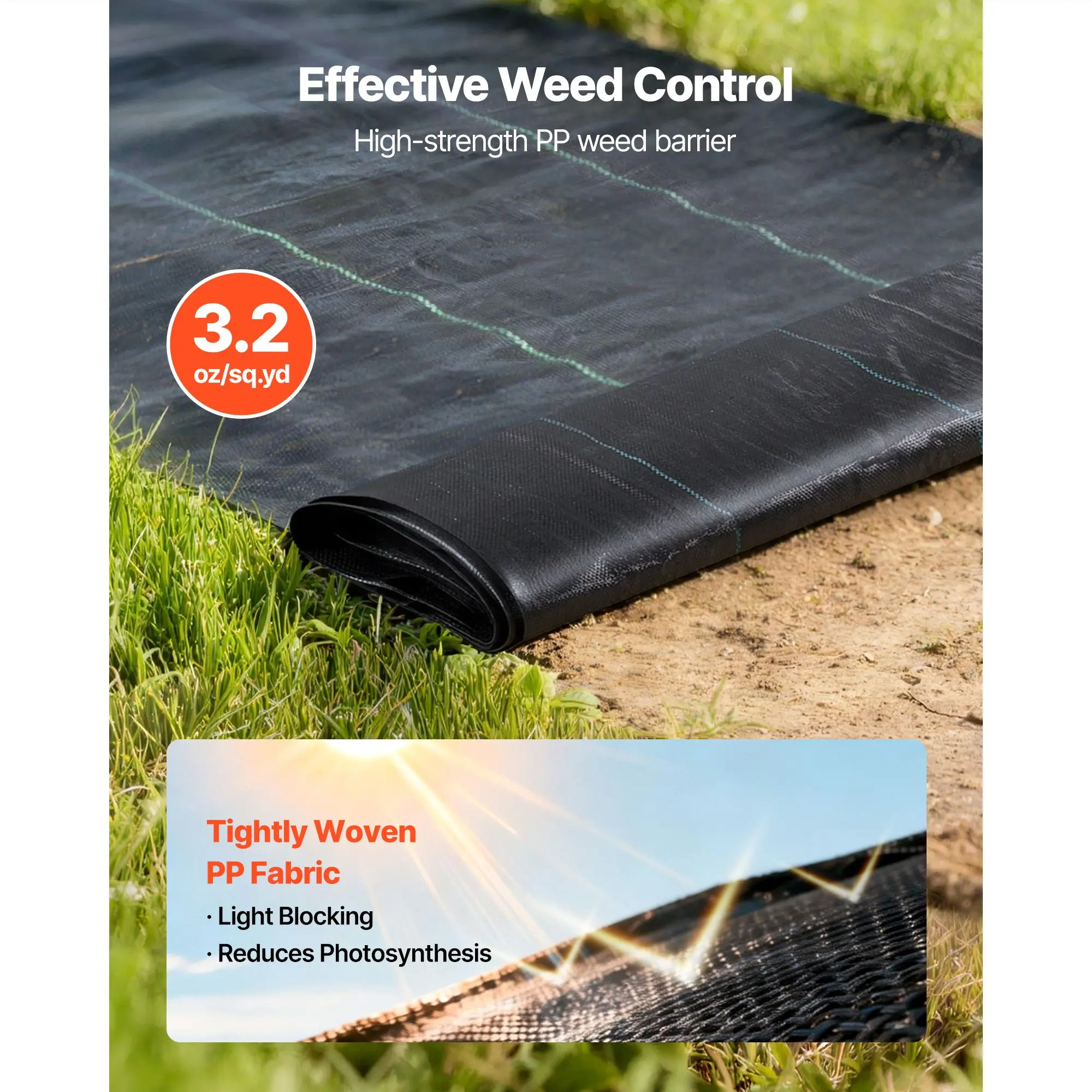 Weed Barrier Fabric Heavy Duty, 2 Packs 4X50FT 3.2Oz Weed Blocker Fabric, Woven Landscape Fabrics, Garden Fabrics Weeds Barrier