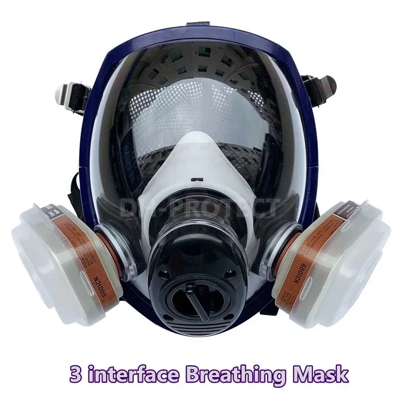 Spherical 6800 respirator gas mask 3 ports Multifunction Super clear Sealed protective mask Spray paint Organic gas Safety mask