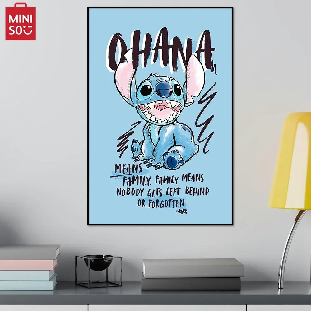

MINISO Disney Stitch постер Ohana означает семейную холст картина с принтом классическая детская спальня настенная художественная картина для комнаты домашний деко