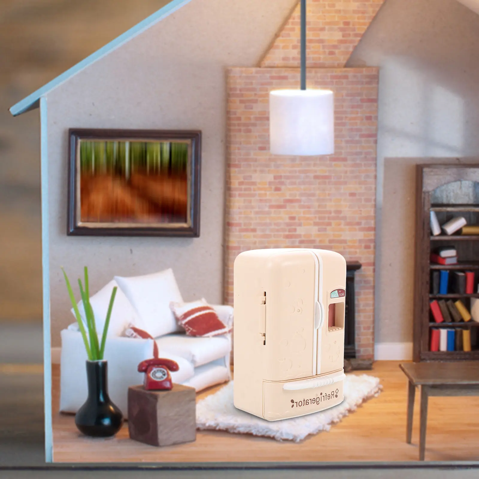

1:12 Scale Mini Fridge Miniature Refrigerator for Dollhouse Kitchen Decor Small Space Friendly Detailed Workmanship Fade