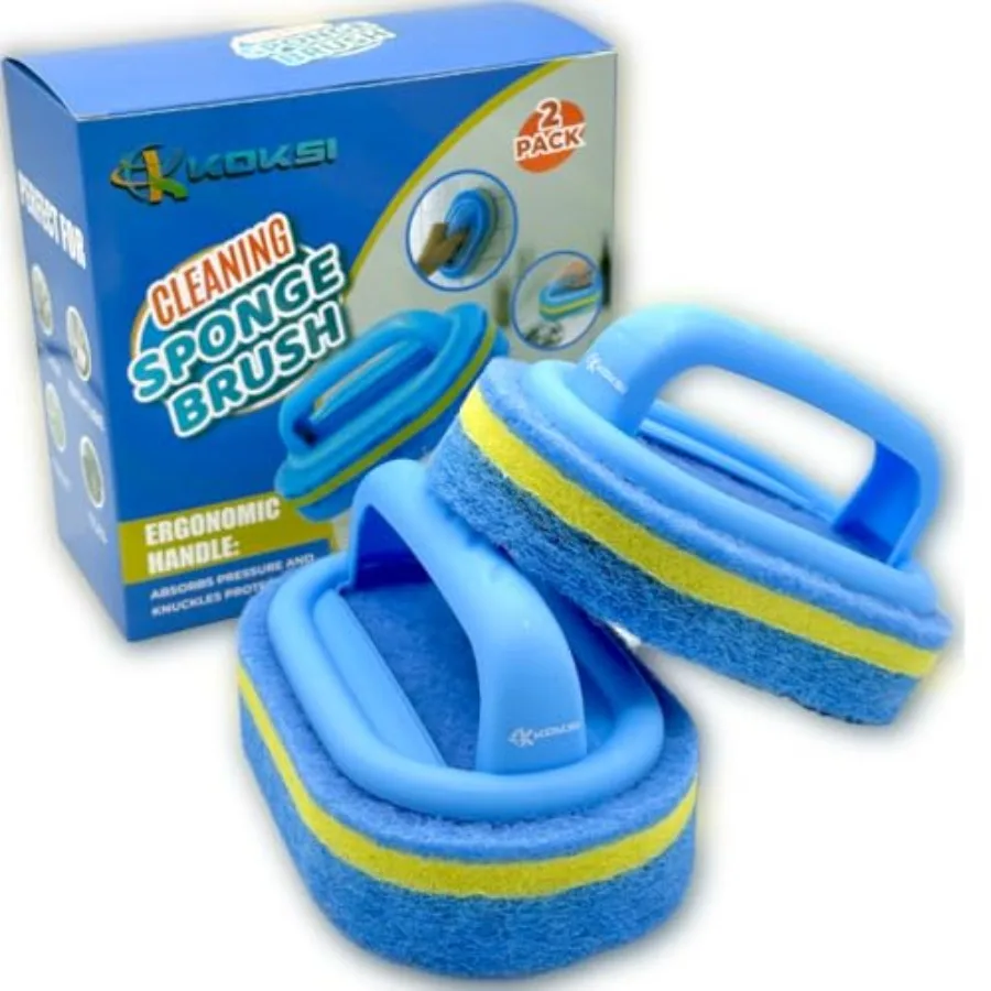 

2-Piece Cleaning Brush for Bathroom Kitchen Bathtub Toilet Cleaner All Purpose Shower Sponge Scrubbing Brush with Ergonomic Han