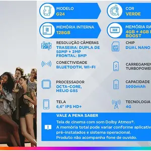 Motorola Moto G24 128 GB Smartphone Grün 4 GB + 4 GB RAM Boost 6.6 8 Main Motorola -Handyverkauf 128 GB - №4