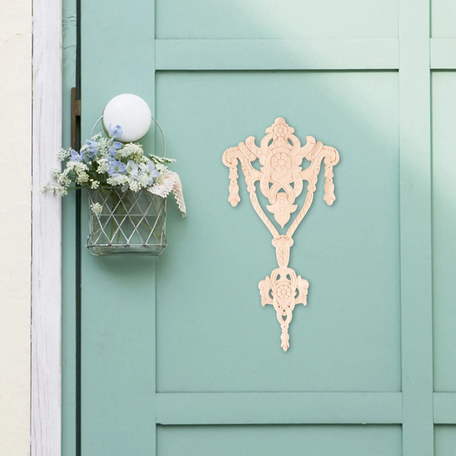 

Wood Carving Applique Wooden Furniture Onlay Easy Installation Decorative Wood Appliques for Cabinet Door Decor Baroque