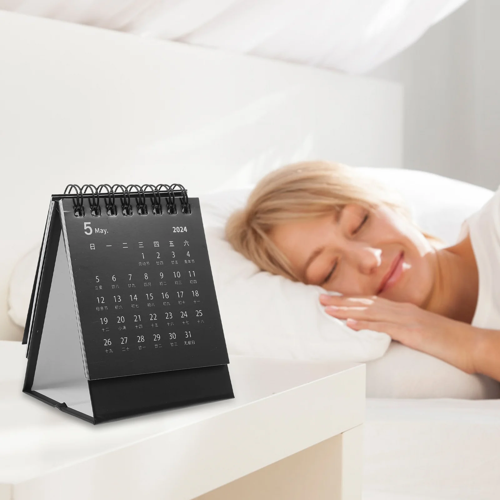 스탠딩 플립 캘린더 2024 미니 데스크 심플 데스크탑 플래너(블랙) (20239- 202412 )