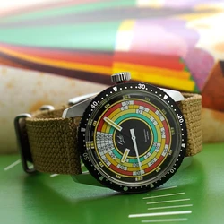 Merkur Orologio di decompressione Orologio meccanico da uomo vintage anni '60 Orologio da polso meccanico con bracciale di riso arcobaleno Orologio sportivo Relogio Masculino 2022