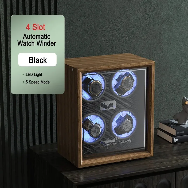 IBBETON Luxe Houten Watch Winder High-End 2 4 6 Slots Automatische Horloges Doos Met Mabuchi Mute Motor Horloge kast Klok Opslag