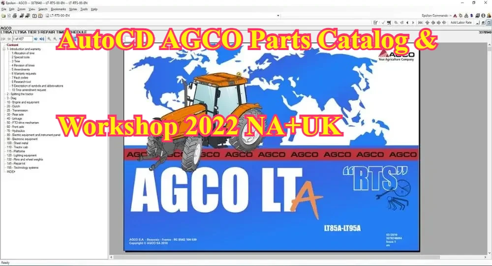 

Каталог запчастей AutoCD AGCO и мастерская 2022 NA+UK