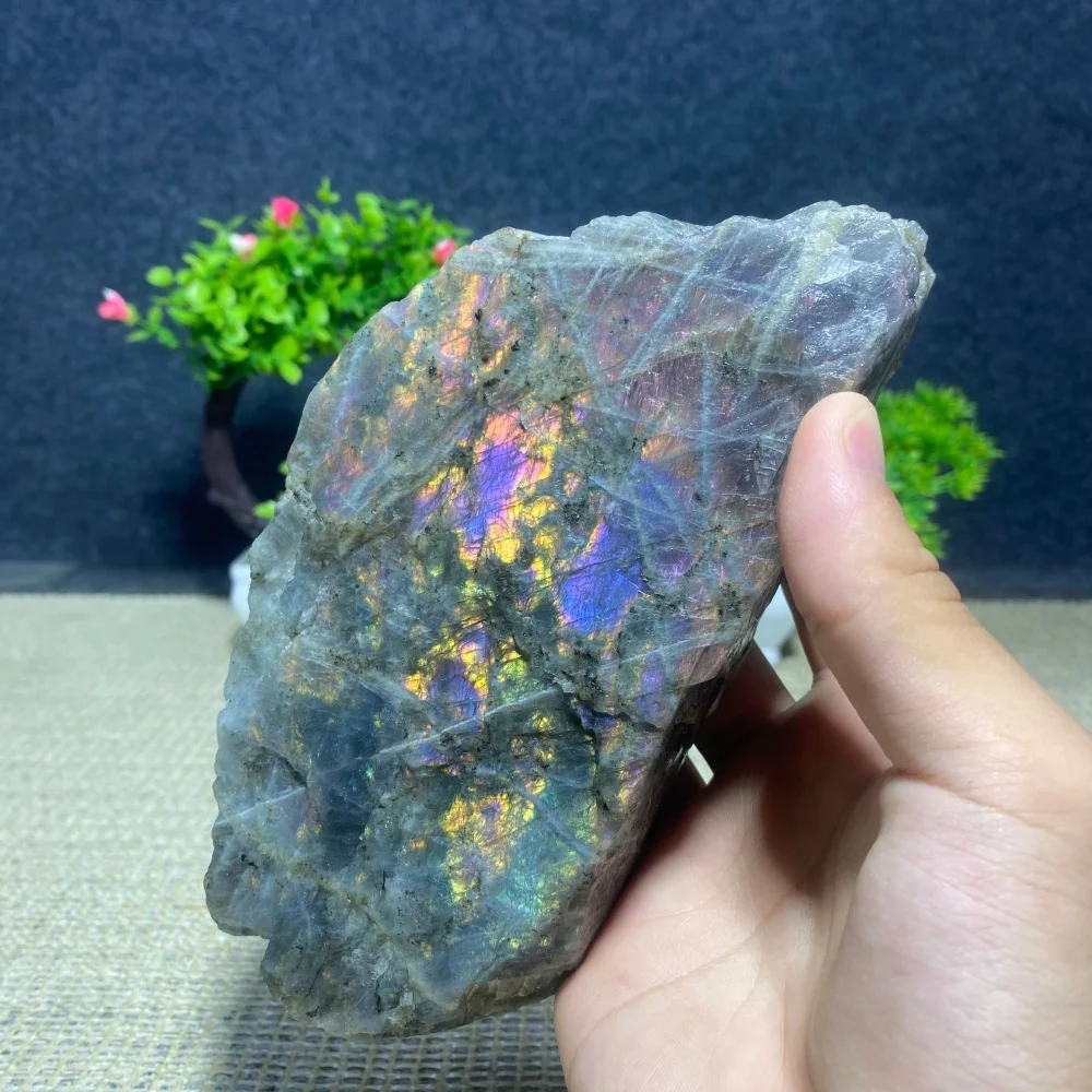 Natural Purple Light Labradorite Gemstone Crystal Meditation Reiki Healing Grounding Stone for Chakra