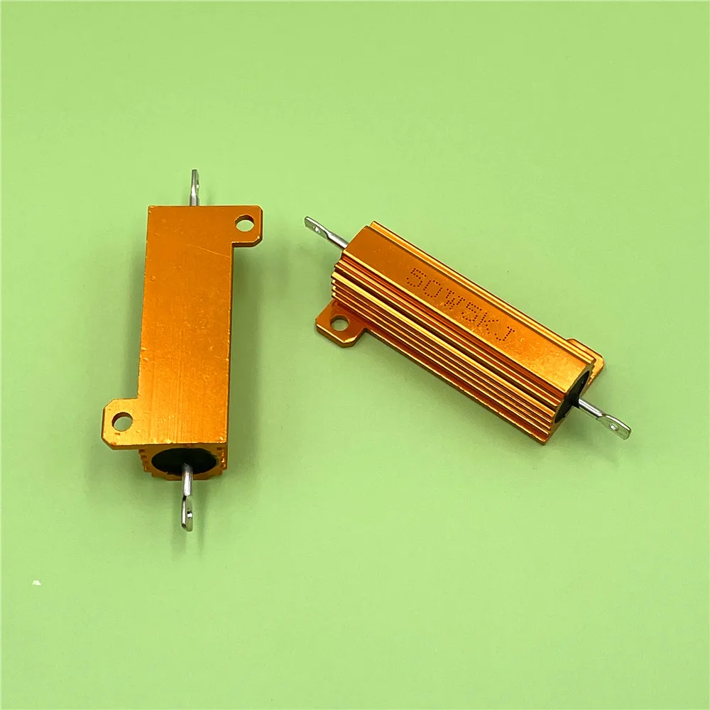 2pcs/Lot RX24 50W 0.01R 4.7R 47R 470R 4.7K 47K to 100K Ohm Aluminum Shell Case Power Wirewound Resistor Metal Housing 5% Class J