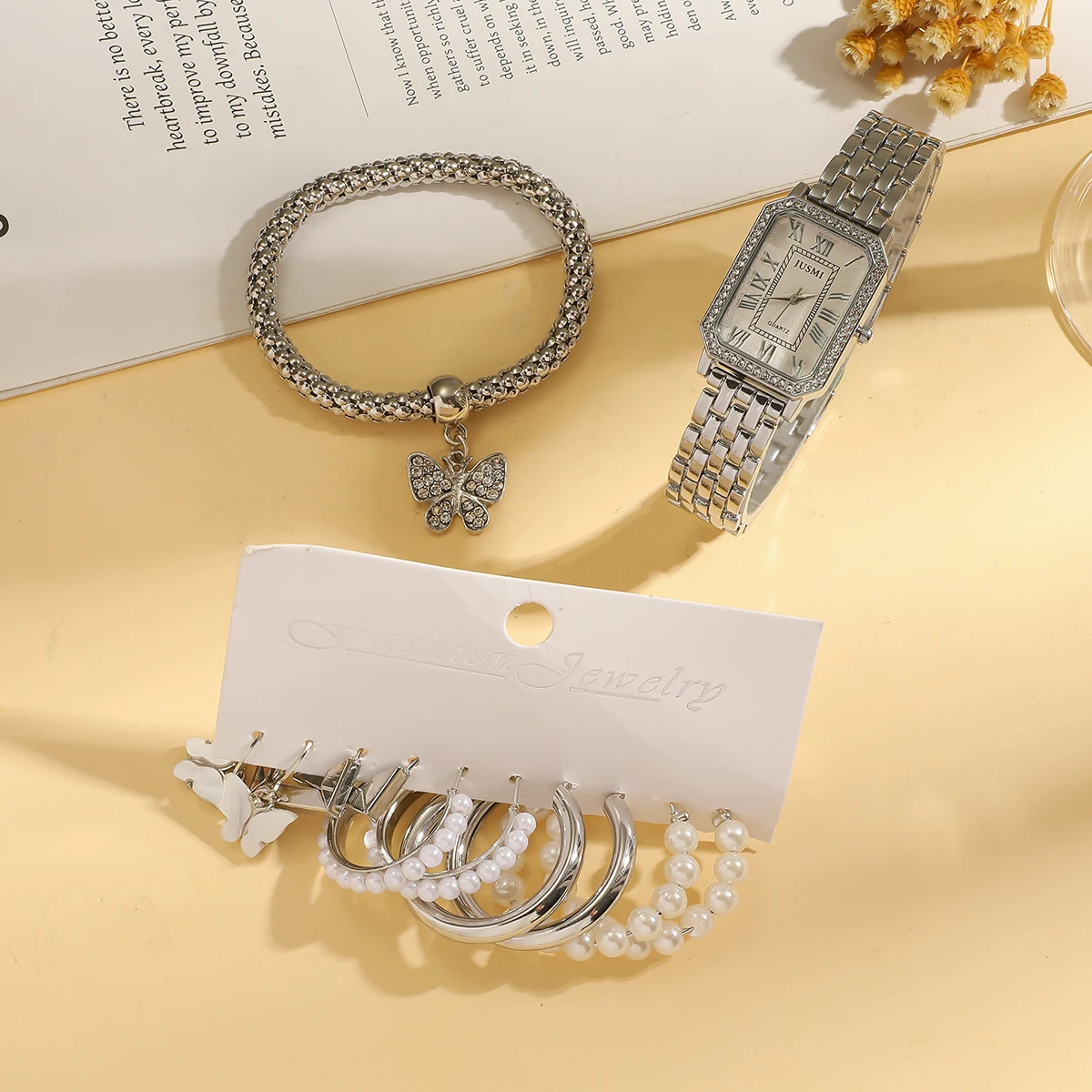 قرص كوارتز نسائي عصري وبسيط مربع صغير مع حزام فولاذي مكون من 12 قطعة، مناسب لعيد الميلاد والهالوين #4