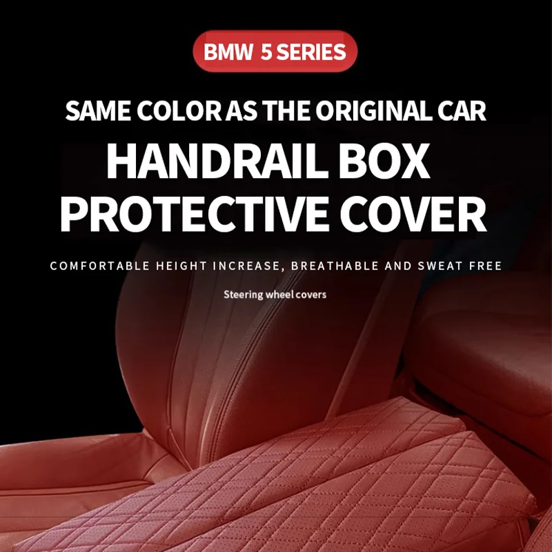 

LIMUD Car Center Console Armrest Box Cover Pad Leather With Storage Bag For BMW G30 G38 6GT G32 Anti-Scratch Armrest Cushion