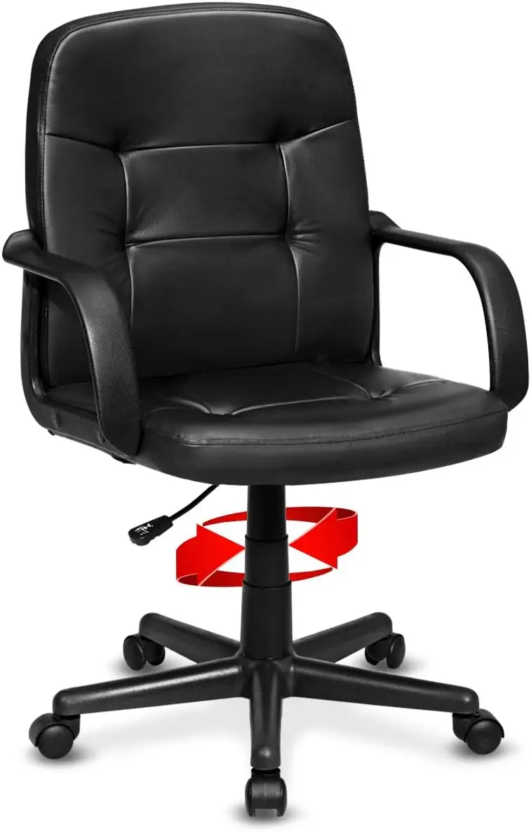 

Office Chair Leather Computer Desk Chair Ergonomic Executive Seating Mid Back Lumbar Support Adjustable Swivel Task Chair