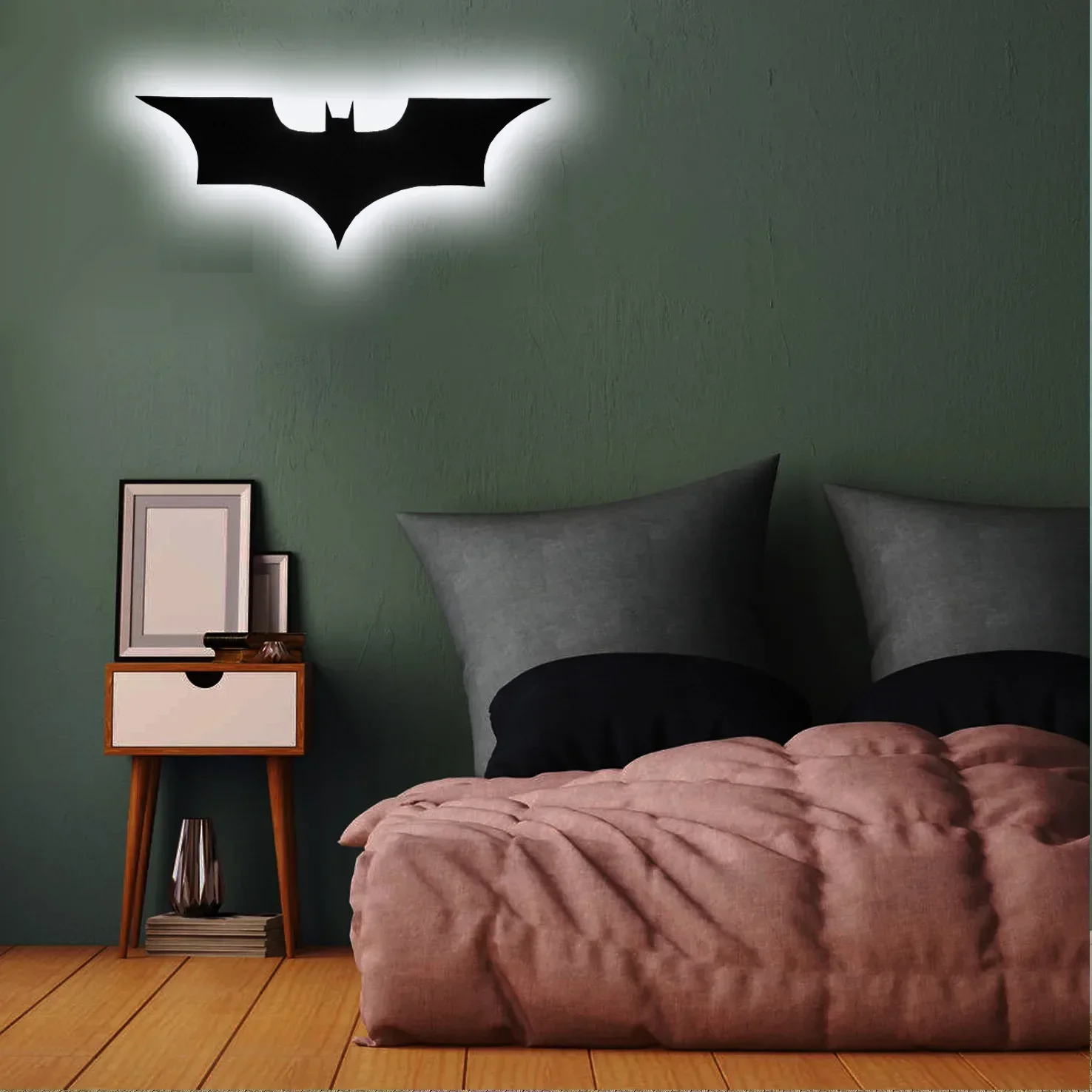 2025 New RGB Cool LED Night Light Decorative Wall Lamp Novelty Remote Control Color Changing Bat Wing Bedside Ambient Light Hot