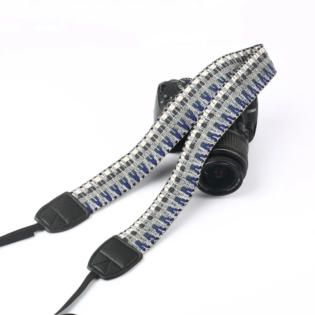 

Camera Strap Vintage Style Adjustable For Dslr Cameras Durable Cotton Woven Neck Shoulder Belt Unisex Grey