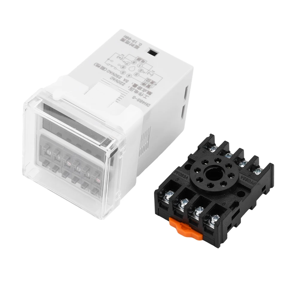 DH48S-S 12V 24V 220V Time Relay Repeat Cycle SPDT with Socket Base 0.1s-990h Timer Time Switch Relay