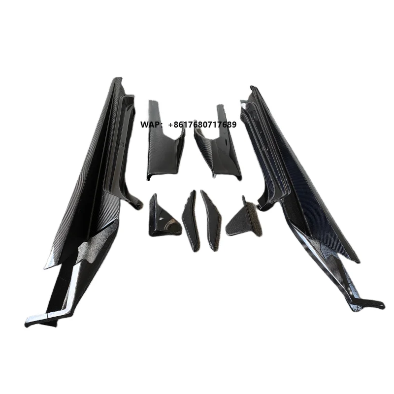 M Style Full Glossy Carbon Fiber Car Side Skirts Body Kit for  Huracan  LP610 2014-2018