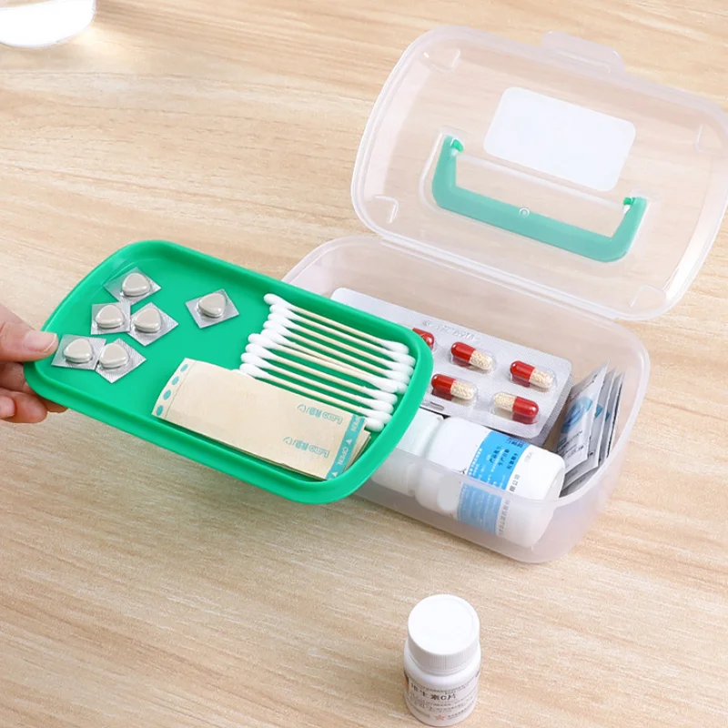 Transparent Medical Box Household Small Medicine Box Portable Multifunctional Plastic Medicine Storage Box First Aid Kit