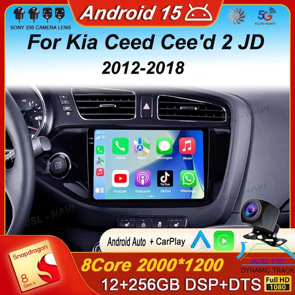 

Car Radio Multimidia Video Player for Kia Ceed Cee'd 2 JD 2012 - 2018 Android 15 Navigation GPS Carplay Audio Headunit Wifi