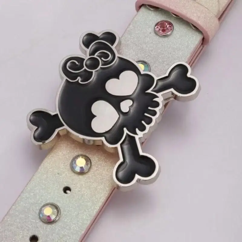 A52E فاسق الجمجمة المفاجئة مشبك حزام للسراويل الراين رصع حزام الشارع الرقص حزام البنطال الجينز النساء الرجال للجنسين الخصر