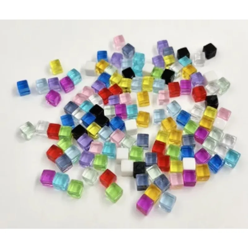 100Pcs 8mm Cube Colorful Crystal Clear Color Dice 8mm Transparent Square Corner Set For Board Game Chess Piece Right Angle