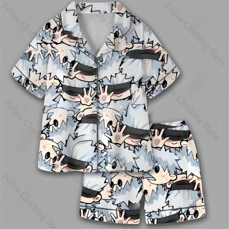 

Anime Jujutsu Kaisen Gojo Satoru Print Kawaii Women's Pajamas Sleepwear Pajama Sets Summer Pajamas Short Sleeve Tops Shorts