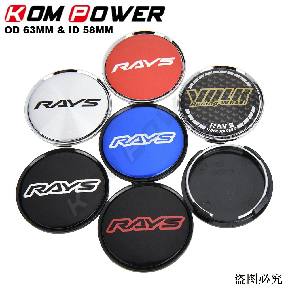 4PCS OD 63MM / ID 58MM Wheel Hub Cap VOLK RAYS Emblem Wheel Center Cap Rim Cap Cover