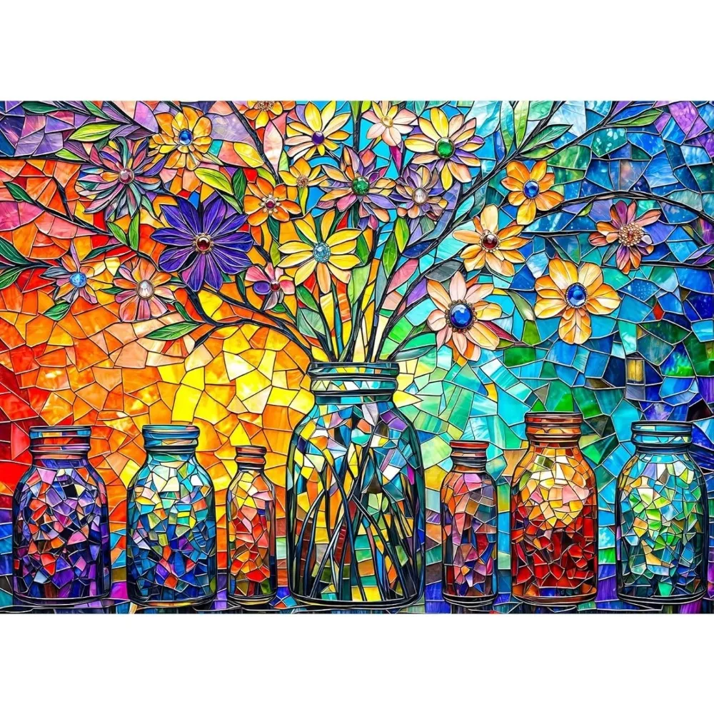 Diamond Painting Stained Glass Flower of Life Diamond Mosaic Handmade Art Exquisite Gift Home Decoration
